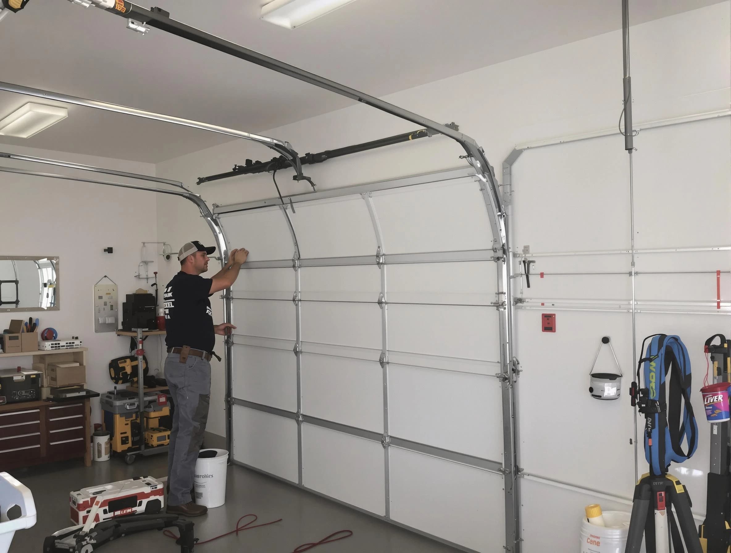 Bellevue Garage Door Repair team installing new garage door in Bellevue