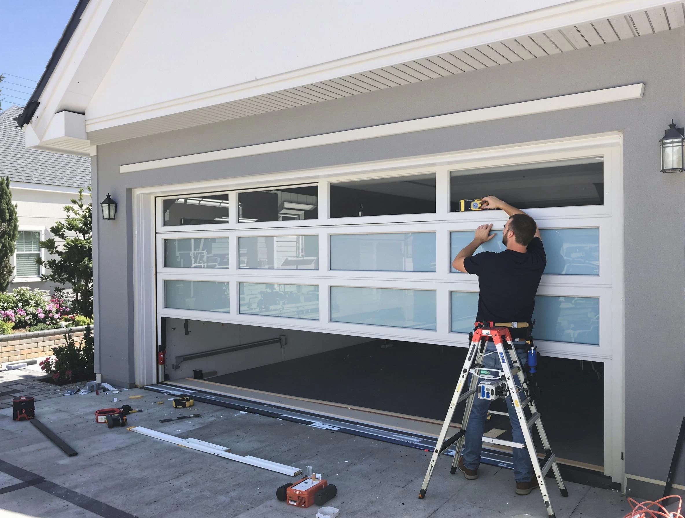Bellevue Garage Door Repair team performing garage door replacement in Bellevue