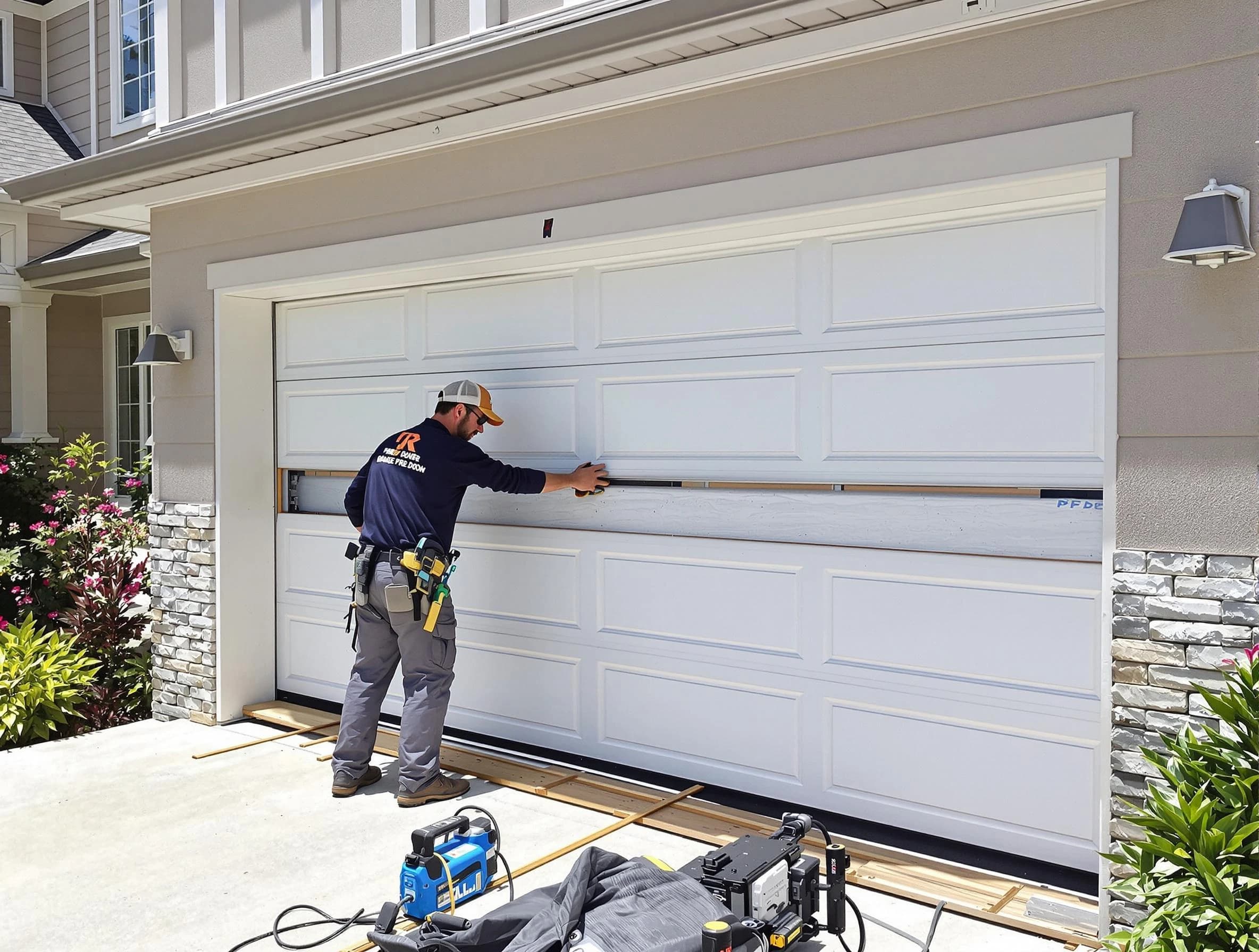 Bellevue Garage Door Repair team performing complete garage door replacement at Bellevue residence