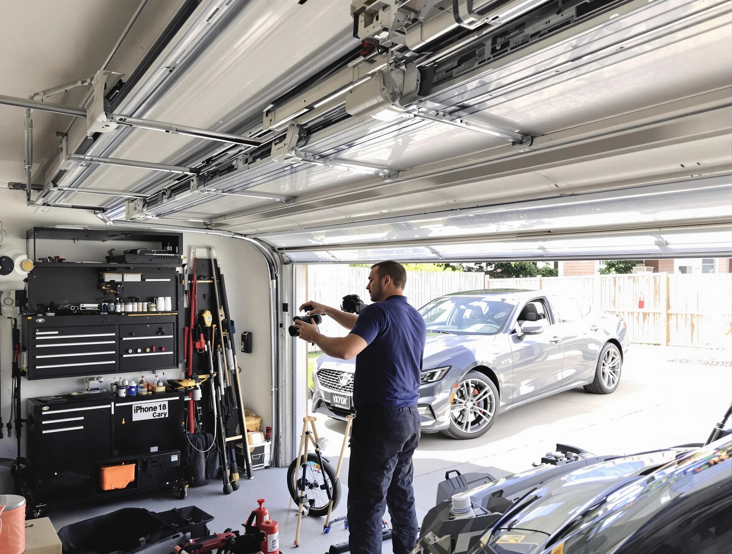 Bellevue Garage Door Repair technician fixing noisy garage door in Bellevue