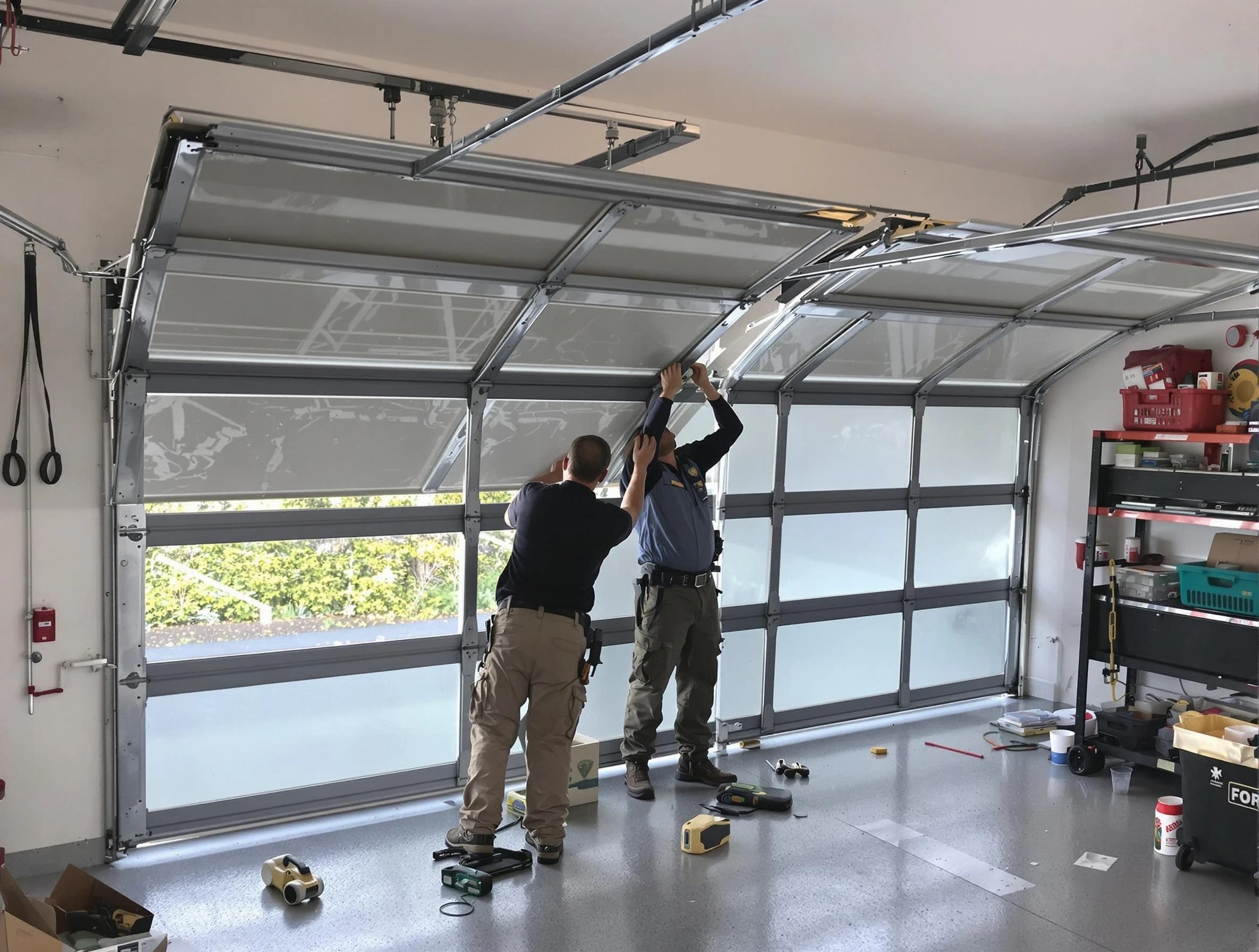 Bellevue Garage Door Repair expert performing precise panel replacement on Bellevue garage door