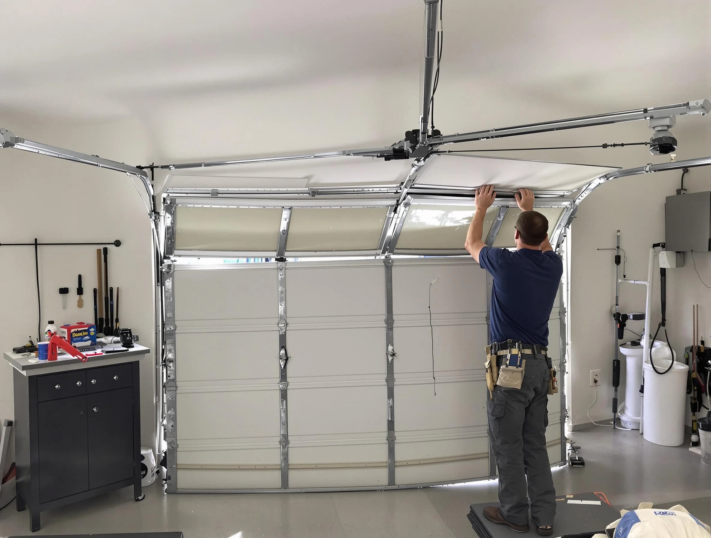 Bellevue Garage Door Repair specialist performing precise section replacement on Bellevue garage door