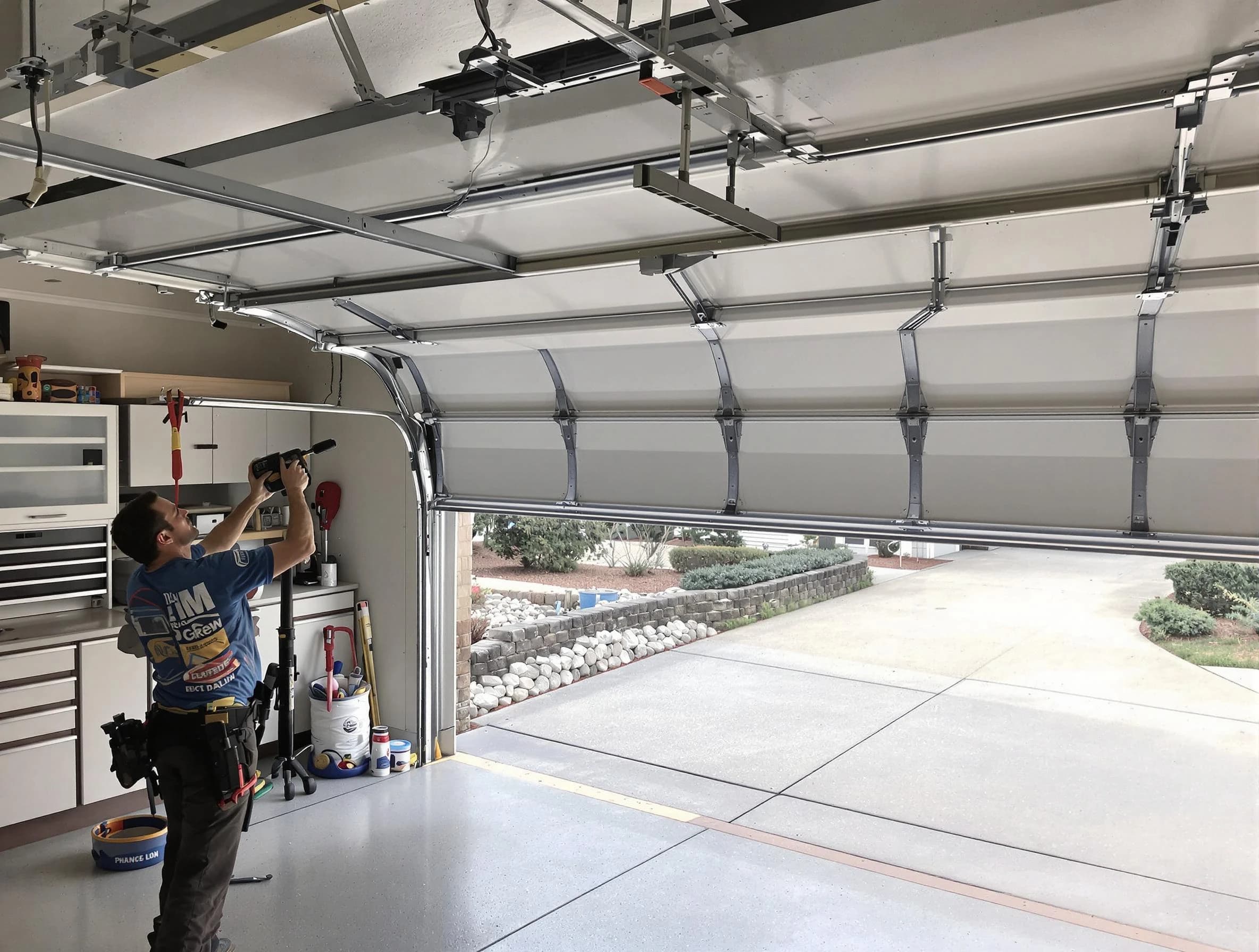 Garage door track repair service by Bellevue Garage Door Repair in Bellevue
