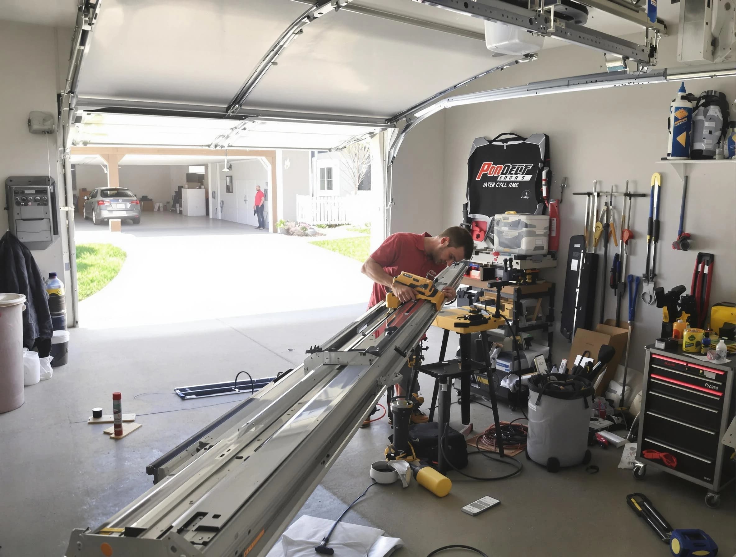 Bellevue Garage Door Repair expert performing track repair in Bellevue