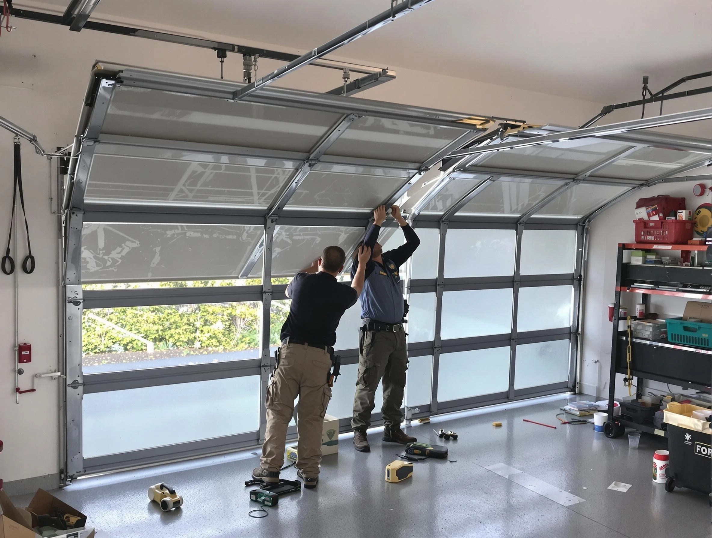 Bellevue Garage Door Repair expert performing precise panel replacement on Bellevue garage door