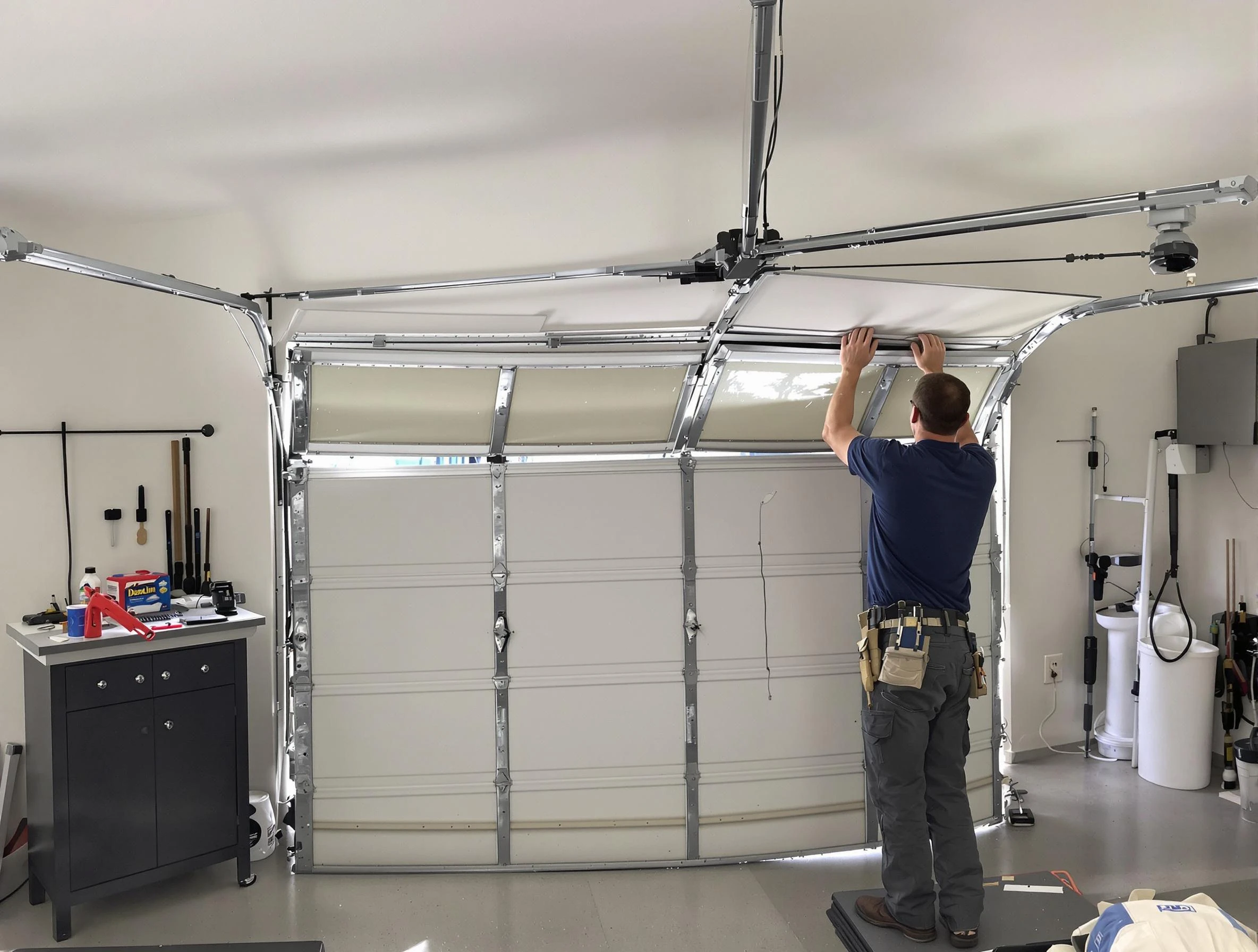 Bellevue Garage Door Repair specialist performing precise section replacement on Bellevue garage door