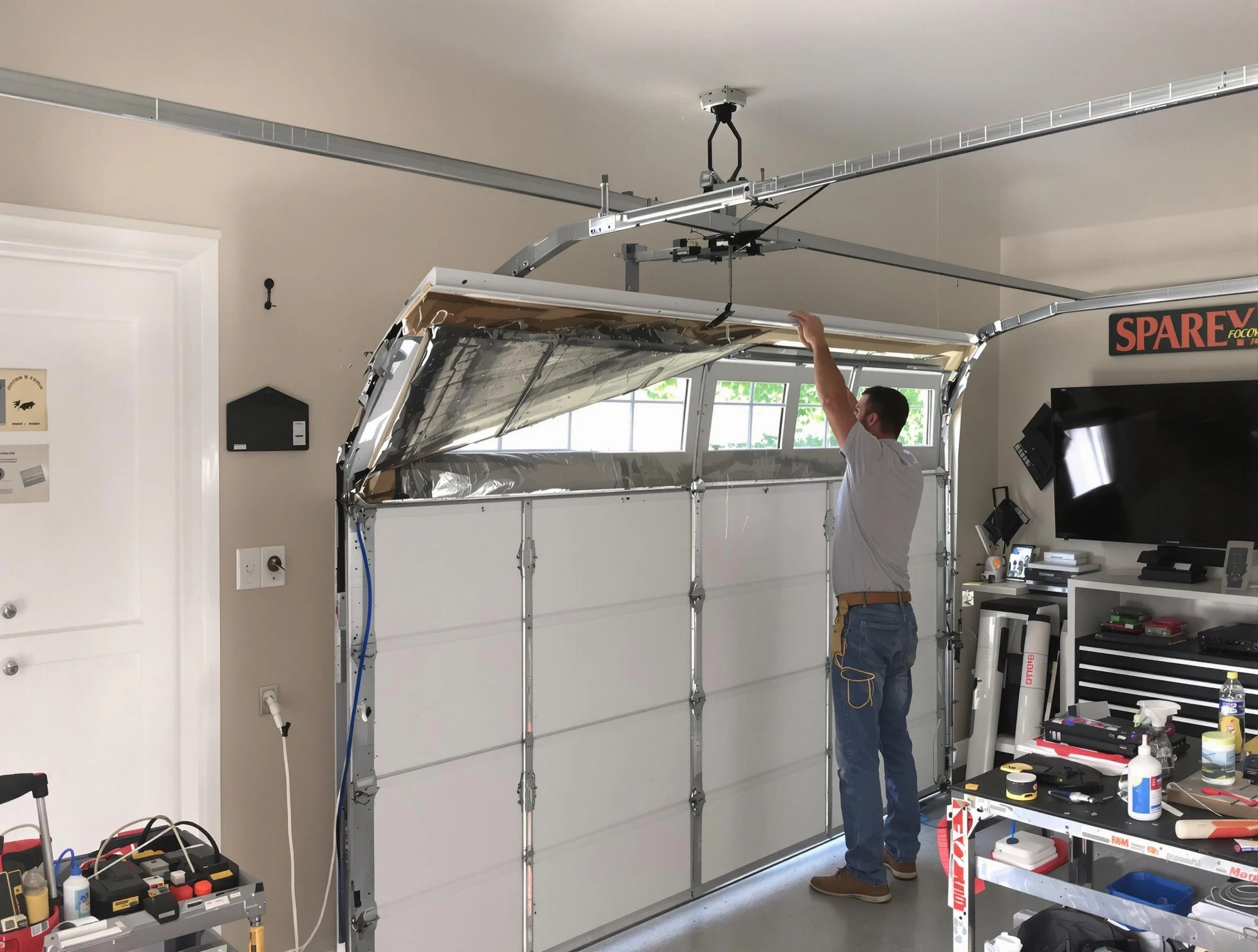 Garage door section replacement by Bellevue Garage Door Repair in Bellevue