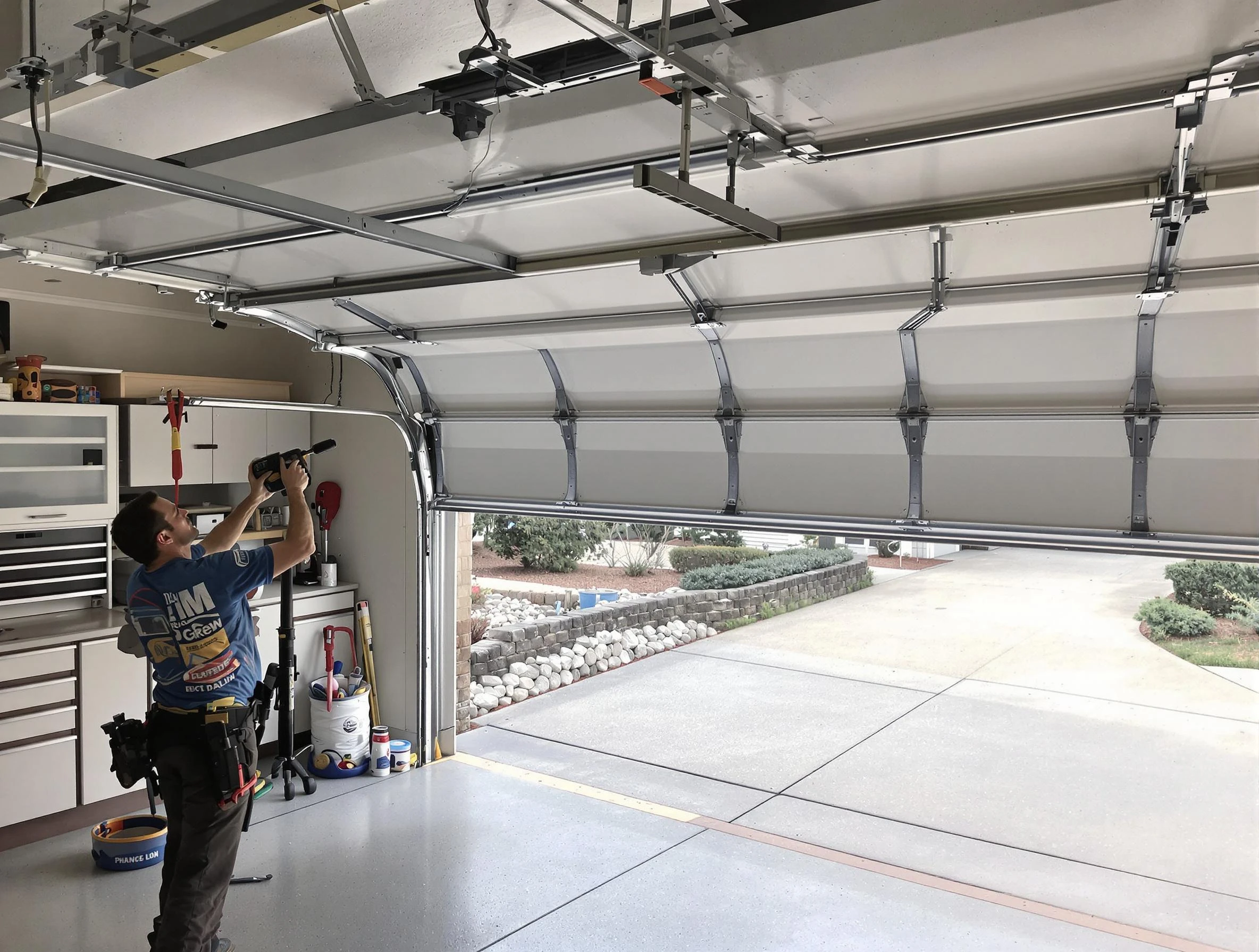 Garage door track repair service by Bellevue Garage Door Repair in Bellevue
